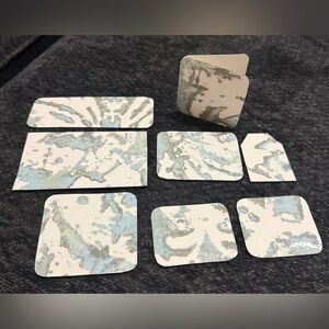 💜 Scrapbook Pieces Blue & Cream Abstract